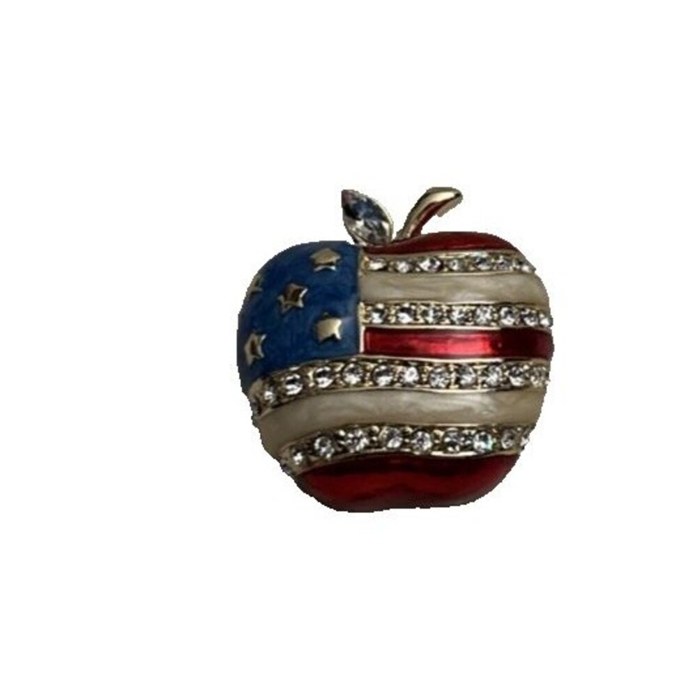 Alilang 4th of July American USA Flag Patriotic Big Apple Pin Brooch